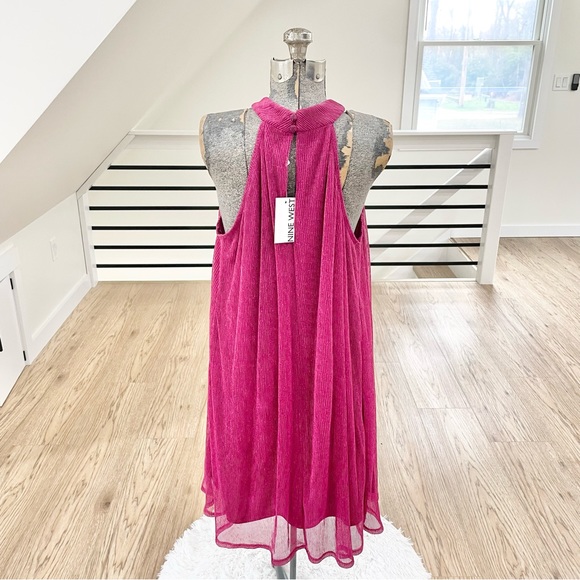 NWT XS S M L XL berry pink purple, sparkly, mock neck, mini dress - Picture 7 of 9